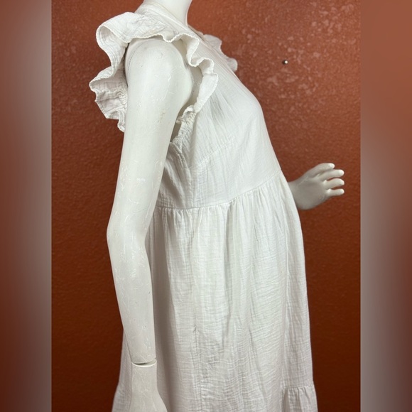 Universal Thread Cream 100% Cotton Long Sleeve Dress Size Medium - Picture 6 of 17